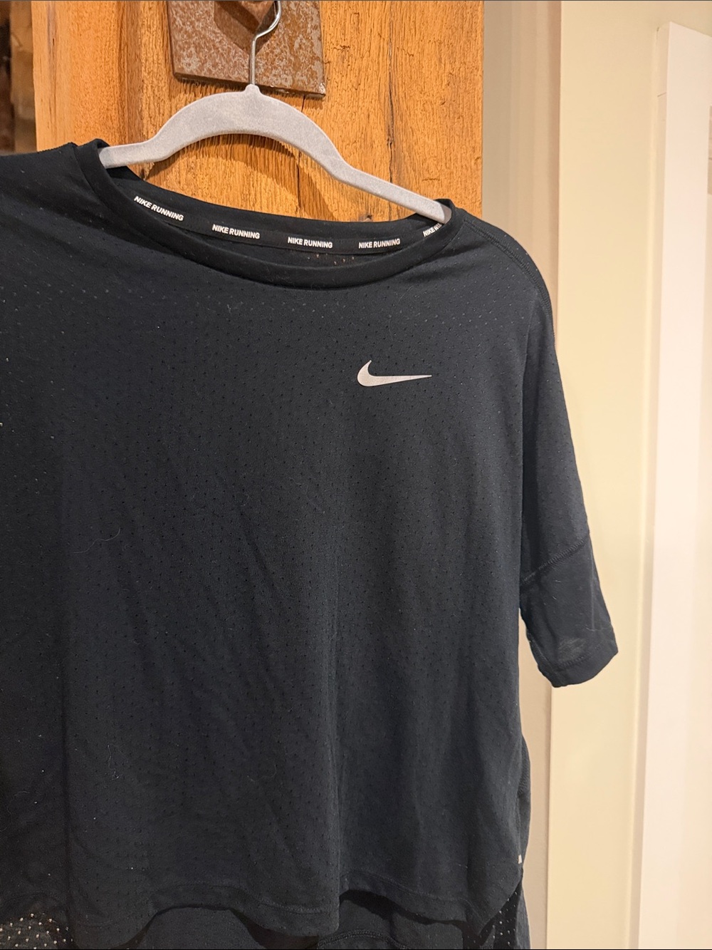 Nike Black Short-Sleeve Running Tee with Reflective Swoosh